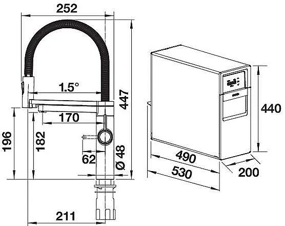 BLANCO drink.soda EVOL-S Pro – 4-in-1 Küchenarmatur in Satin Gold matt inkl. Filter-, Sprudel- & Kühlsystem